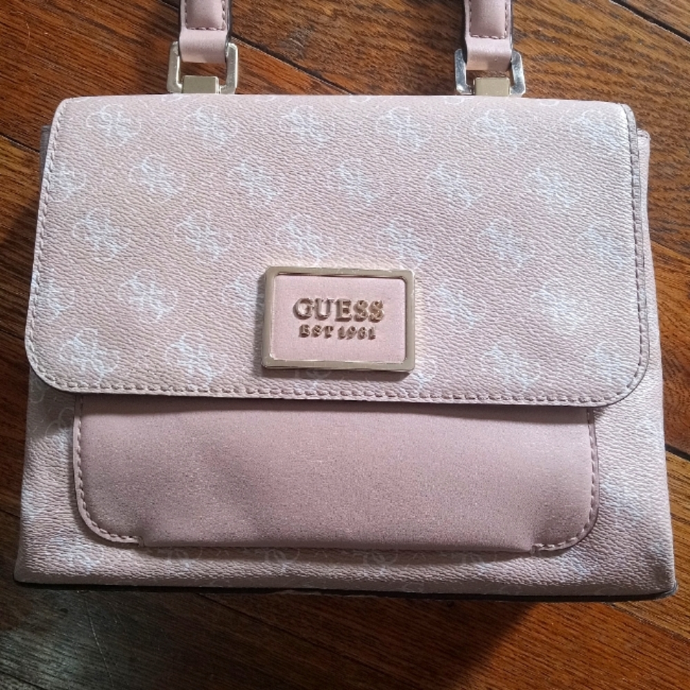 Pink/White GUESS Handbag/Purse